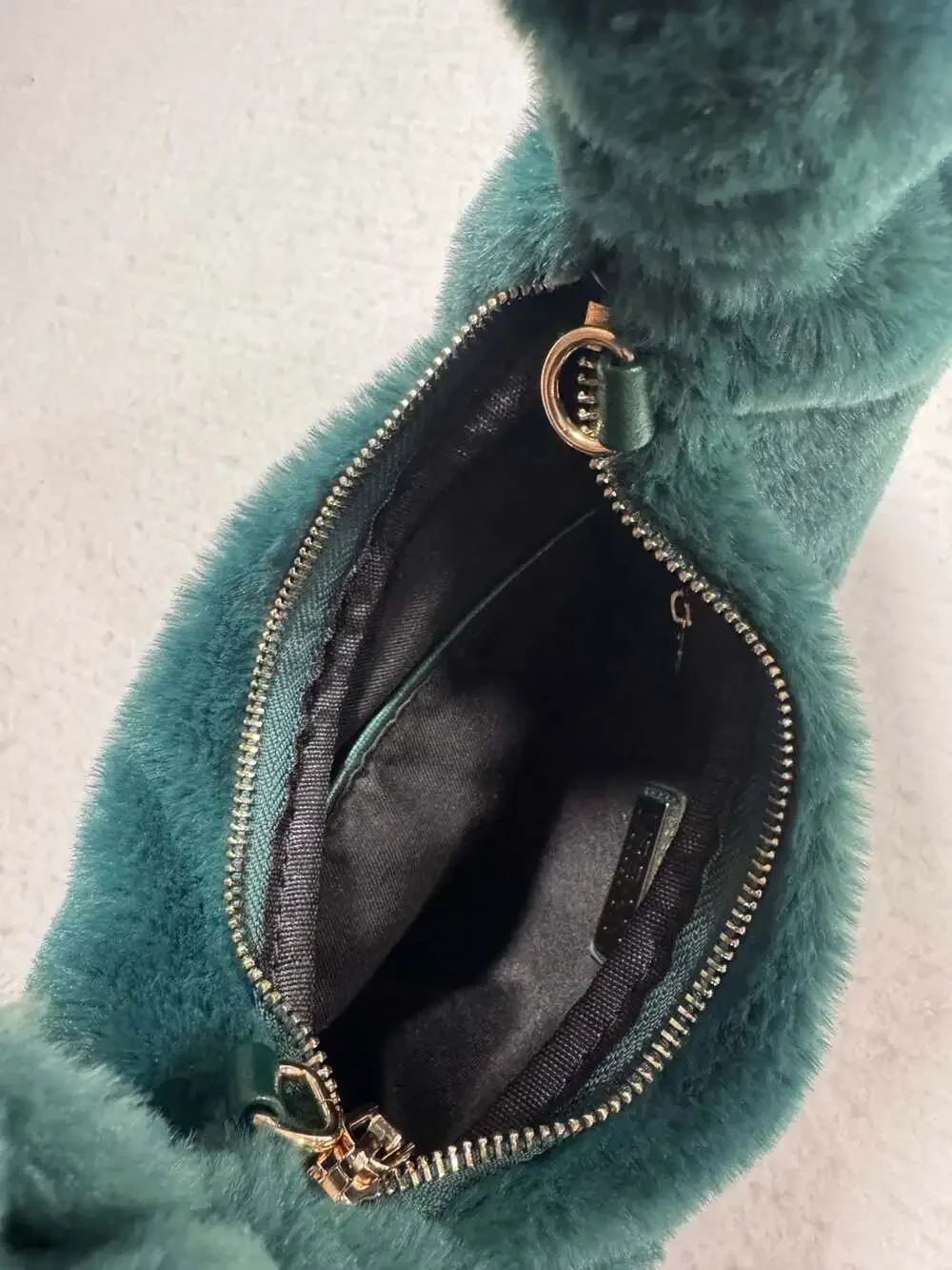 Urban Expressions Teal Green Faux Fur Knot Handle Hobo Bag